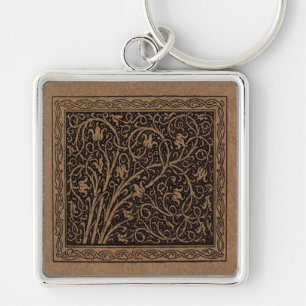 William Morris Campion getriebenes Leder Damast Schlüsselanhänger