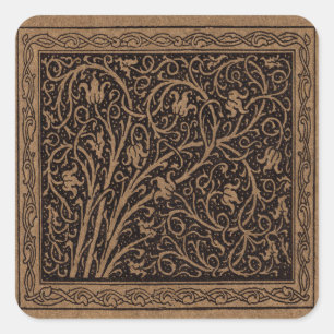 William Morris Campion getriebenes Ledertuch Quadratischer Aufkleber