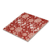 William Morris Carnation Print, Deep Red und White Fliese (Seite)
