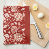 William Morris Carnation Print, Deep Red und White Geschirrtuch (Viertel Falte)