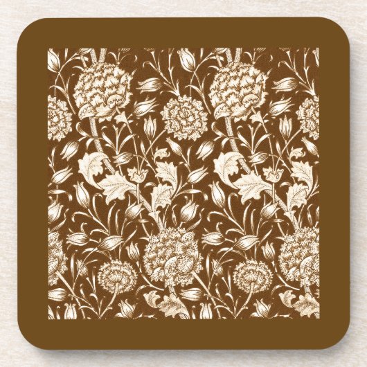 William Morris Carnation Print, Schokolade Brown Getränkeuntersetzer (Vorderseite)
