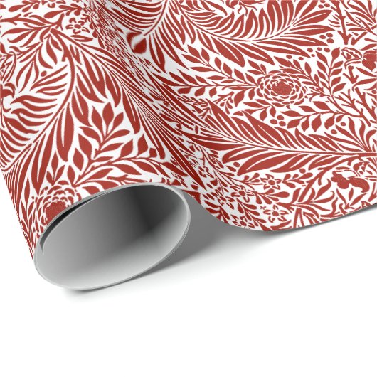 William Morris Cherry Red Larkspur Pattern Geschenkpapier (Rolleneckpunkt)