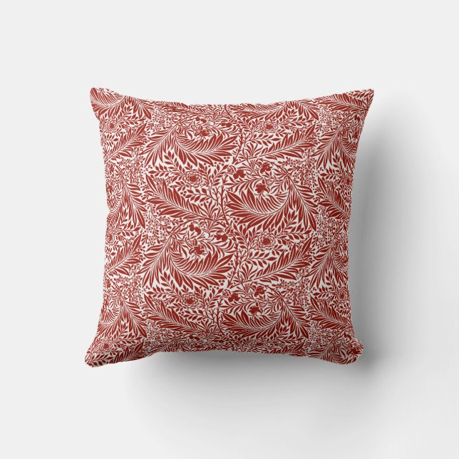 William Morris Cherry Red Larkspur Pattern Kissen (Rückseite)