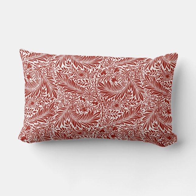 William Morris Cherry Red Larkspur Pattern Lendenkissen (Rückseite)