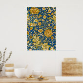 William Morris Cherwell Floral Pattern Blue Poster (Küche)