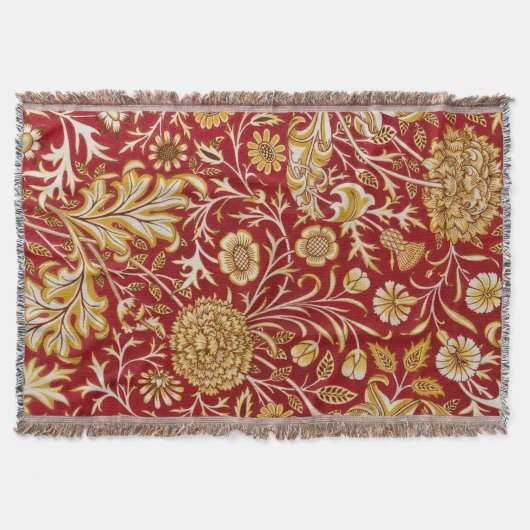 William Morris Cherwell Floral Pattern Red Decke (Vorderseite)