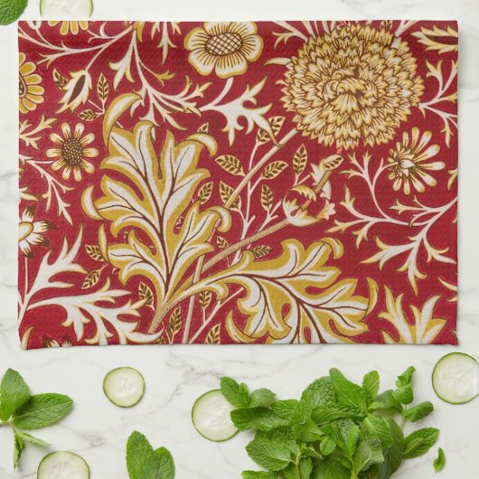 William Morris Cherwell Floral Pattern Red Geschirrtuch (Gefaltet)