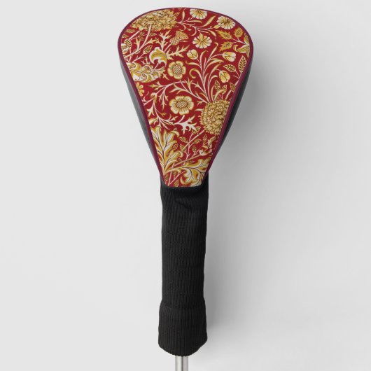 William Morris Cherwell Floral Pattern Red Golf Headcover (Vorderseite)
