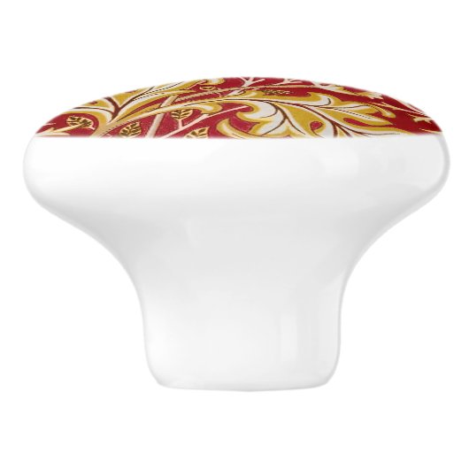 William Morris Cherwell Floral Pattern Red Keramikknauf (Seitenansicht)