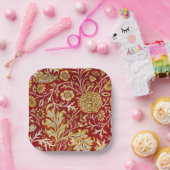 William Morris Cherwell Floral Pattern Red Pappteller (Party)