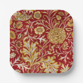 William Morris Cherwell Floral Pattern Red Pappteller (Vorderseite)