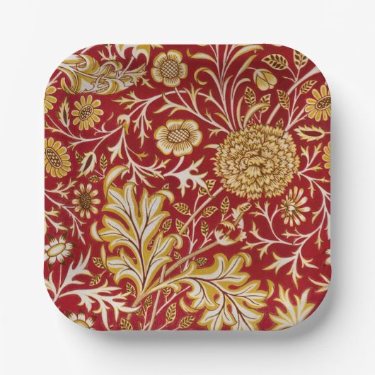 William Morris Cherwell Floral Pattern Red Pappteller (Vorderseite)