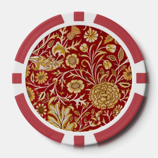 William Morris Cherwell Floral Pattern Red Pokerchips (Vorderseite)