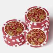 William Morris Cherwell Floral Pattern Red Pokerchips (Stapel)