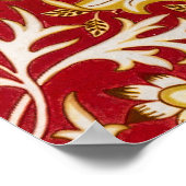 William Morris Cherwell Floral Pattern Red Poster (Ecke)