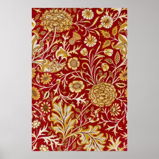 William Morris Cherwell Floral Pattern Red Poster (Vorne)