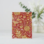 William Morris Cherwell Floral Pattern Red Postkarte (Stehend Vorderseite)