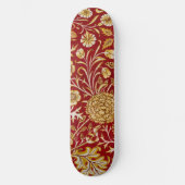 William Morris Cherwell Floral Pattern Red Skateboard (Vorderseite)