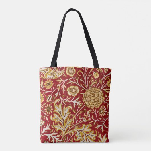 William Morris Cherwell Floral Pattern Red Tasche (Rückseite)