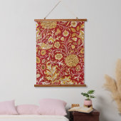 William Morris Cherwell Floral Pattern Red Wandteppich Mit Holzrahmen (Schlafzimmer)