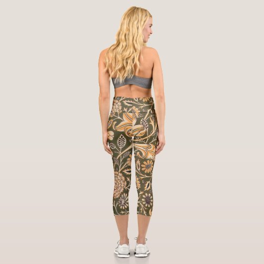 William Morris Cherwell Wallpaper Pattern Capri Leggings (Rückseite)