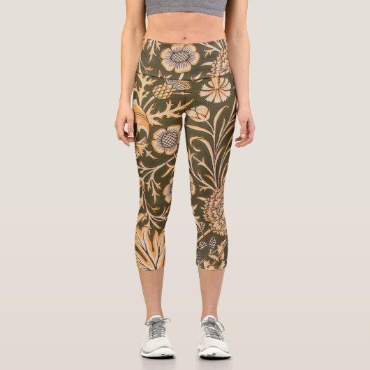William Morris Cherwell Wallpaper Pattern Capri Leggings (Vorderseite)