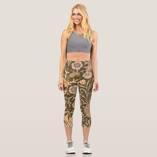William Morris Cherwell Wallpaper Pattern Capri Leggings (Vorderseite)