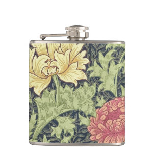 William Morris Chrysantheme Vintage-Blumenkunst Flachmann