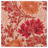 William Morris-Chrysanthemen, korallenrote Orange Stoff (Nahaufnahme)