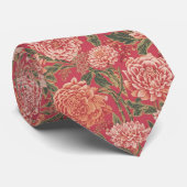 William Morris Chrysanthemen Rosa Blumenmuster Krawatte (Gerollt)