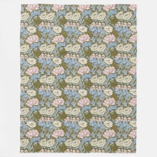William Morris Chrysanthemum Floral Pattern Foliag Fleecedecke (Vorderseite)