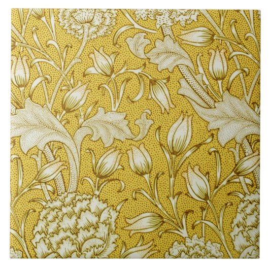 William Morris Chrysanthemum Floral Pattern Foliag Fliese (Vorderseite)