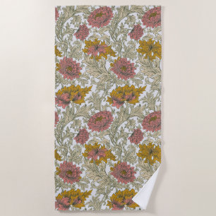 William Morris Chrysanthemum Floral Red Golden Strandtuch