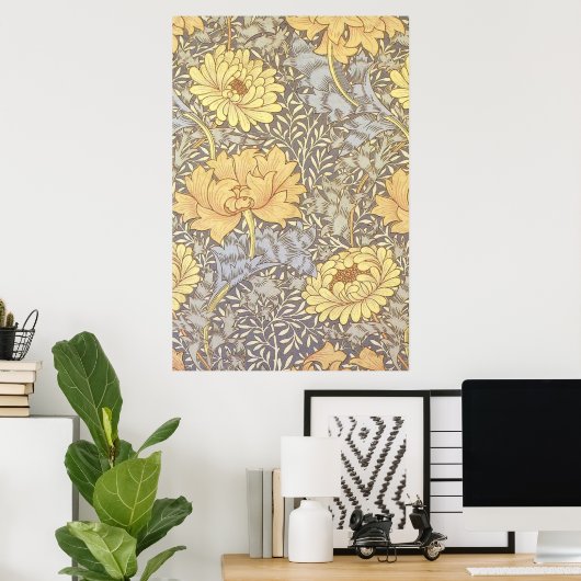William Morris Chrysanthemum Hübsche Blume Poster (Heimbüro)