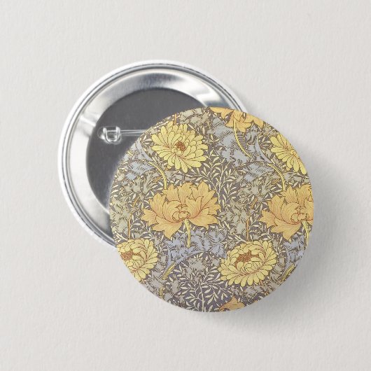William Morris Chrysanthemum Mum Blume Button (Vorne & Hinten)