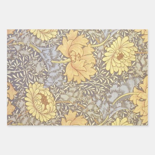 William Morris Chrysanthemum Mum Blume Geschenkpapier Set (Vorderseite)