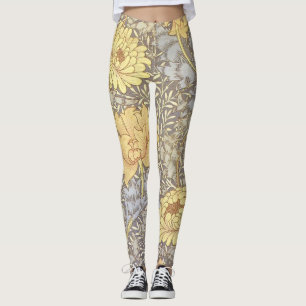 William Morris Chrysanthemum Mum Blume Leggings