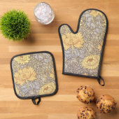 William Morris Chrysanthemum Mum Blume Ofenhandschuh & Topflappen-Set (Oben Unten)