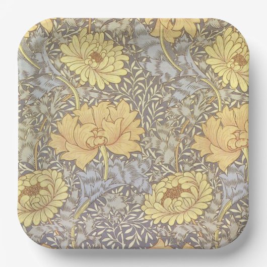 William Morris Chrysanthemum Mum Blume Pappteller (Vorderseite)