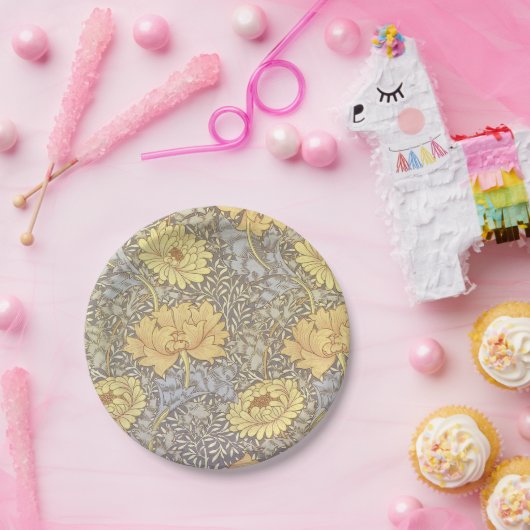 William Morris Chrysanthemum Mum Blume Pappteller (Party)