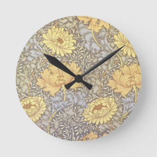 William Morris Chrysanthemum Mum Blume Runde Wanduhr