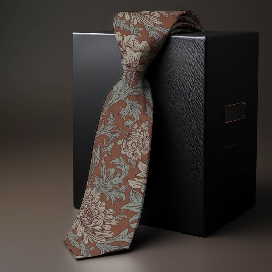 William Morris Chrysanthemum Pattern Aquamarin Bro Krawatte