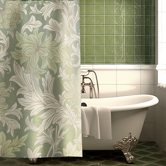 William Morris Chrysanthemum Pattern Dusche Curtai Duschvorhang