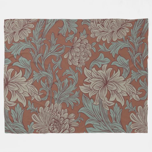 William Morris Chrysanthemum Pattern Fleece Blanke (Vorderseite (Horizontal))