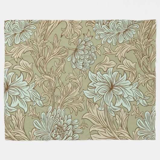 William Morris Chrysanthemum Pattern Fleece Blanke (Vorderseite (Horizontal))