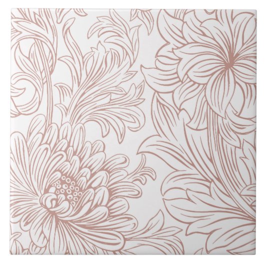 William Morris Chrysanthemum Pattern Keramik Tile Fliese (Vorderseite)