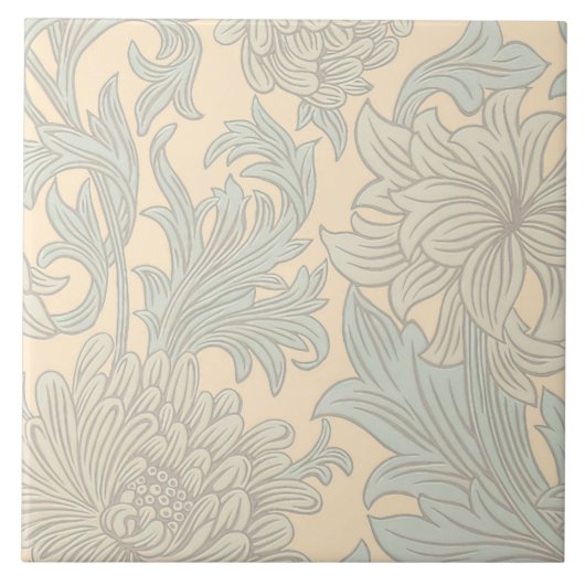William Morris Chrysanthemum Pattern Keramik Tile Fliese (Vorderseite)
