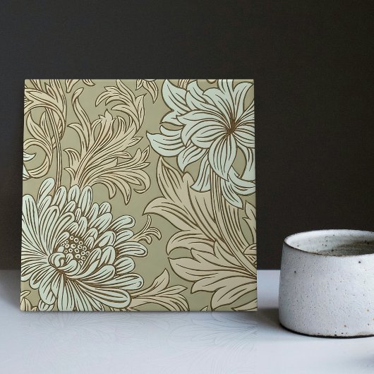 William Morris Chrysanthemum Pattern Keramik Tile Fliese