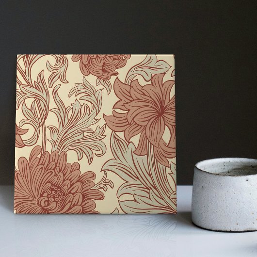 William Morris Chrysanthemum Pattern Keramik Tile Fliese