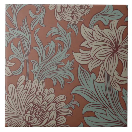 William Morris Chrysanthemum Pattern Keramik Tile Fliese (Vorderseite)